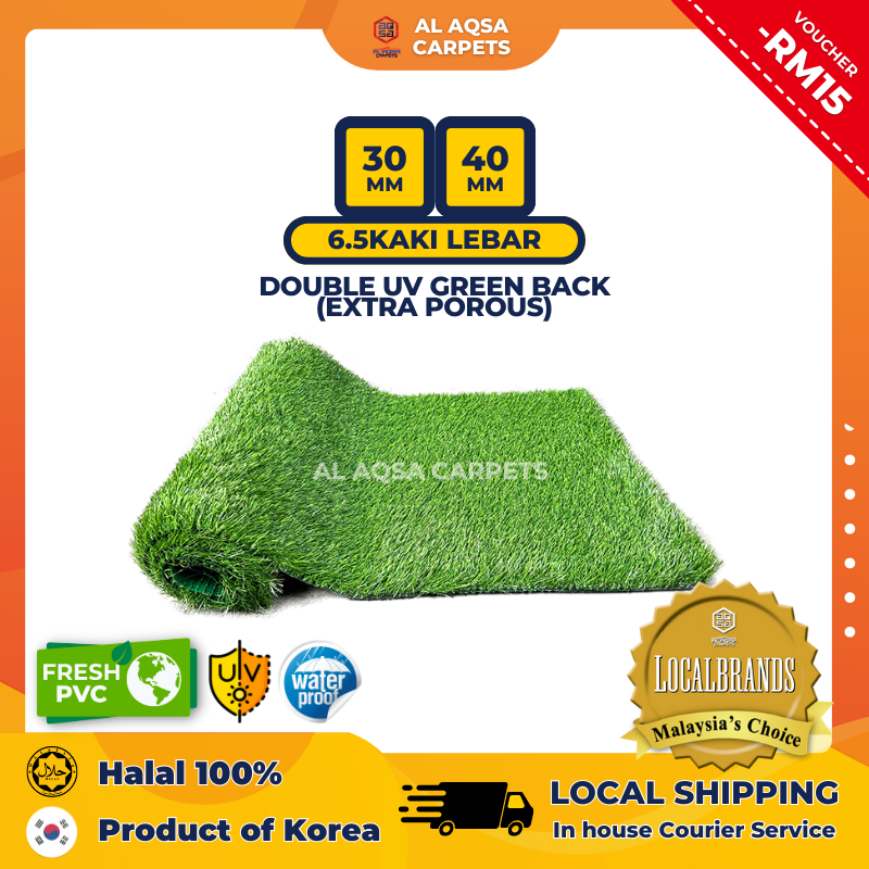 Aqsa Rumput Tiruan Grass Carpet Double UV 12mm - 40mm Outdoor UV Protection Artificial Grass Fake Turf 假草 假草皮 人造草坪