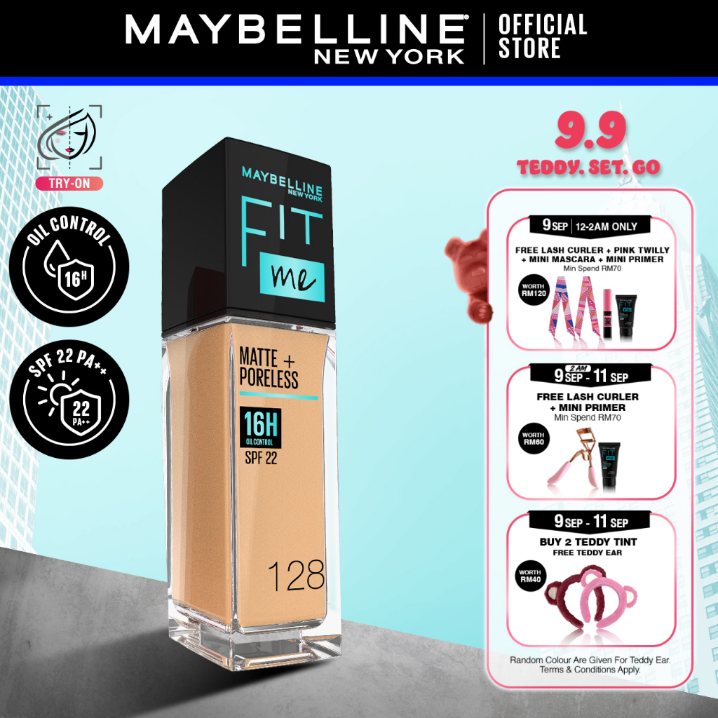 Maybelline Fit Me Matte + Poreless Liquid Foundation 16H Oil Control (30ml)