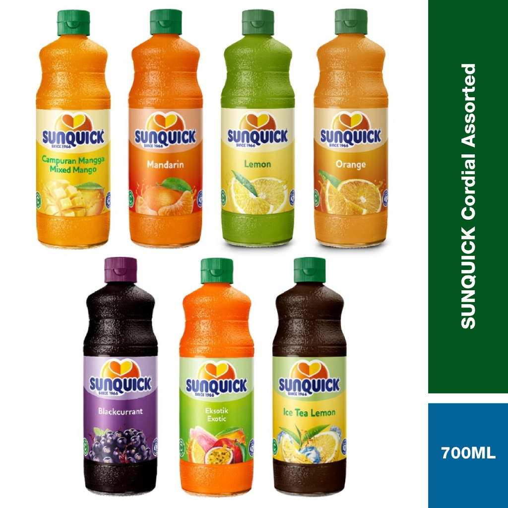 SunQuick Cordial - Blackcurrant/Ice Tea Lemon/Jumbo Exotic/Lemon/Mandarin/Mixed Mango/Orange/Tropical Fruit (700ml)