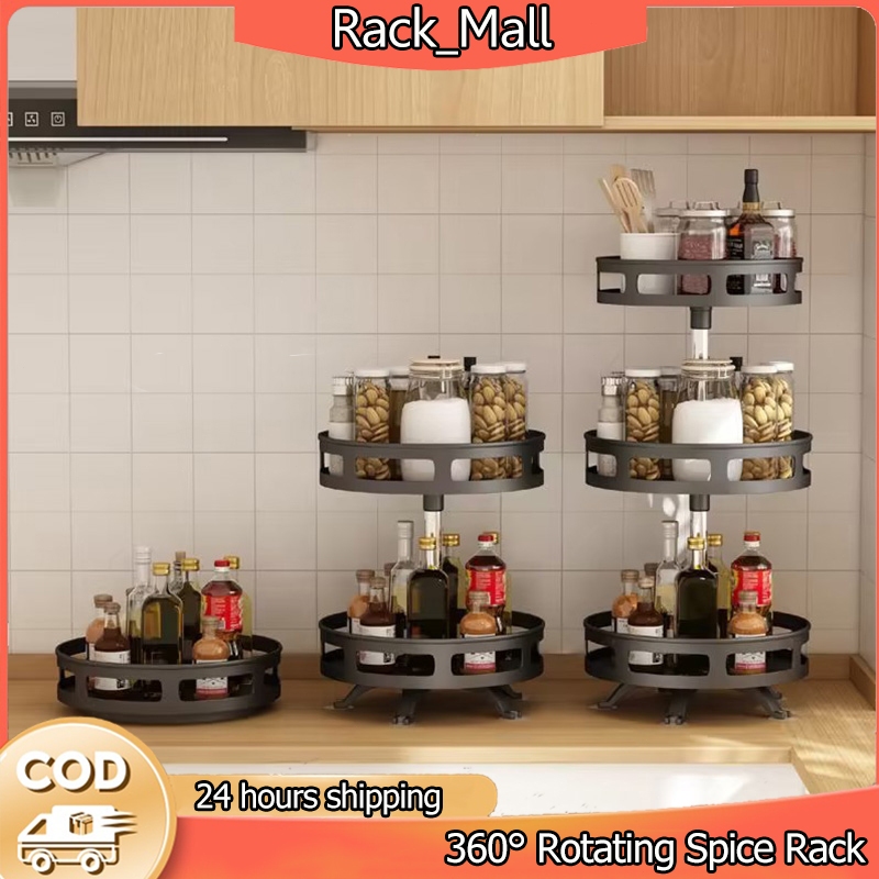 1/2/3 Tier 360°  Rotating Spice Rack Rak Rempah Rak Penyimpanan Kitchen Seasoning Storage Rack Cosmetic Storage Rack