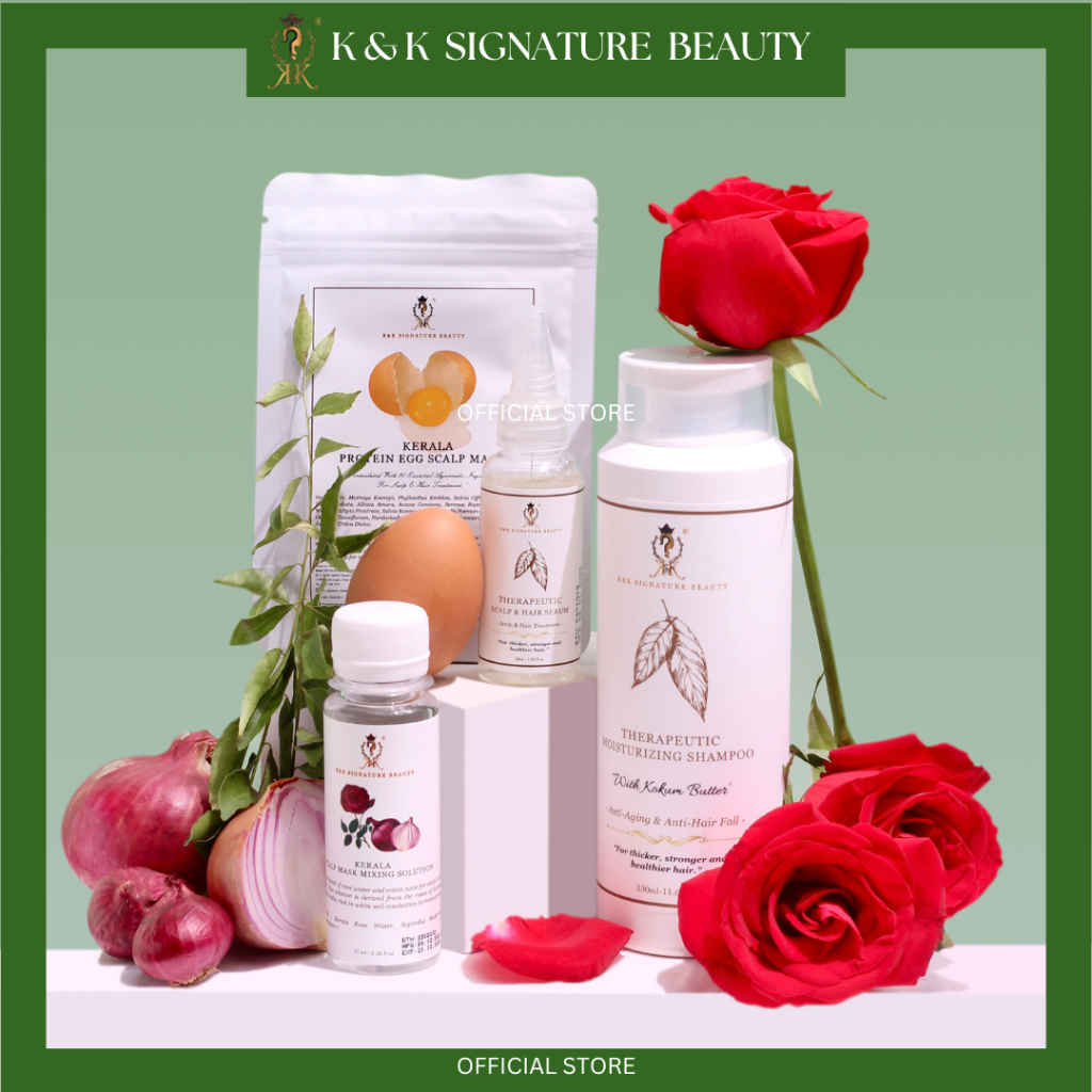 [HQ]K&K 100% HERBAL THERAPEUTIC COMPLETE HAIR SET - LEBATKAN RAMBUT - SERUM GUGUR RAMBUT-PEK HERBA AYURVEDA HALAL(1GIFT)