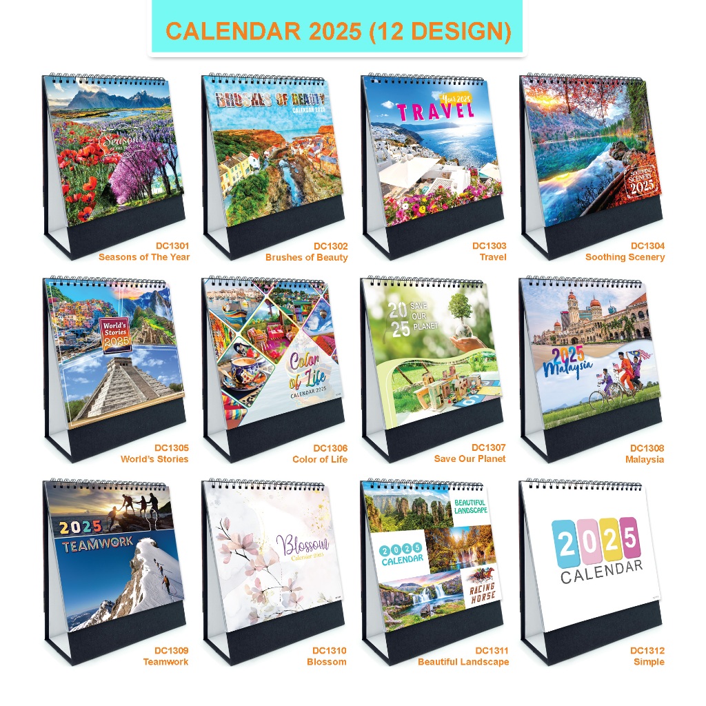 2025 Local Ready Table Desk Calendar Malaysia Public Holiday Islamic & Chinese lunar date Hard line master stand 14pages