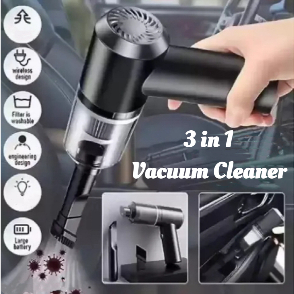 3 in 1 Mini Cordless Car Vacuum Cleaner Wireless Portable Rechargeable Handheld High Energy Suction Vacuum for Home Car
