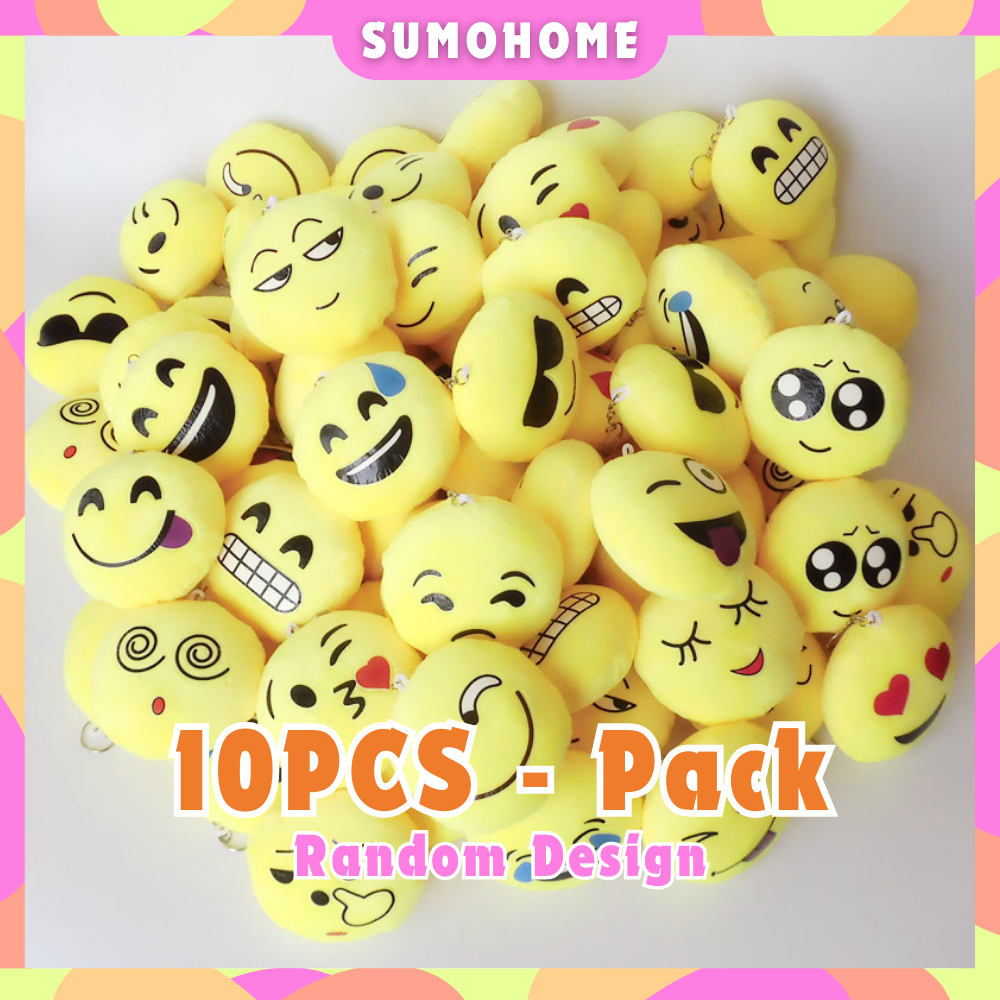 [SH] 10pcs/Pack 8cm Emoji Keychain Free Gift Keychain Souvenirs Keychain Lanyard Kids Mini Gift