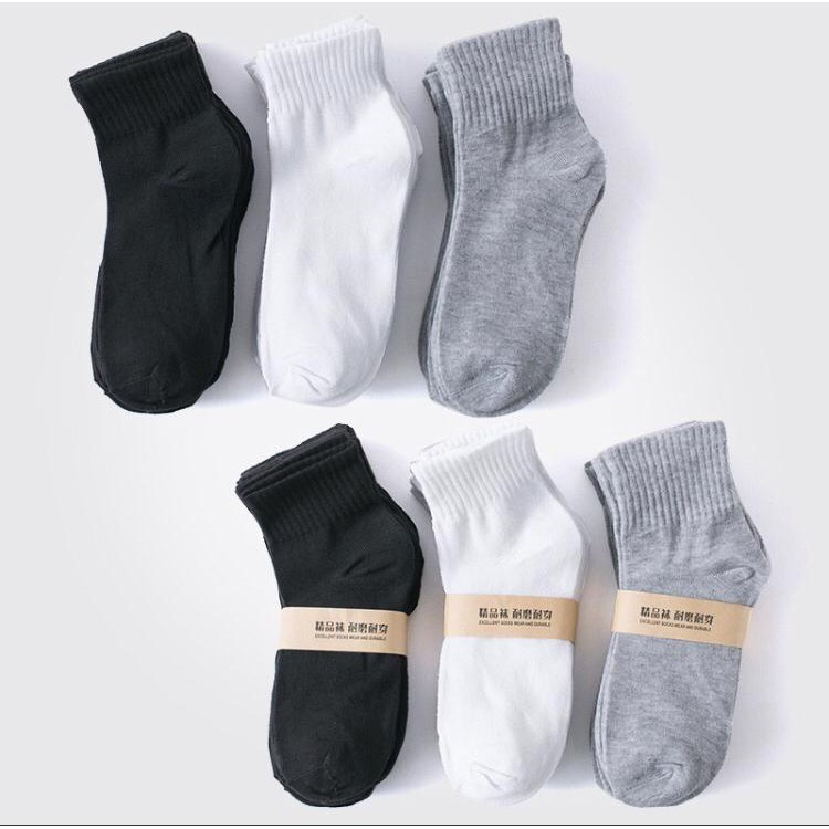 [Ready Stock] 1 Pair High Quality Black, White, Grey Ankle Socks for Working Unisex & Free Size FAST SHIPPING