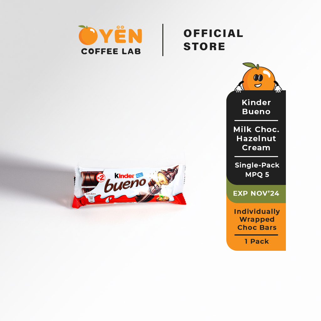 Kinder Bueno Milk Chocolate and Hazelnut Cream (2 bars) Individually Packaging Chocolat…