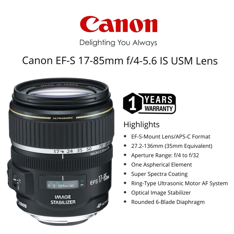 Canon EF-S 17-85mm F/4-5.6 IS USM ULTRASONIC Lens original (GUARANTEE NEW & ORIGINAL) 1 years warranty