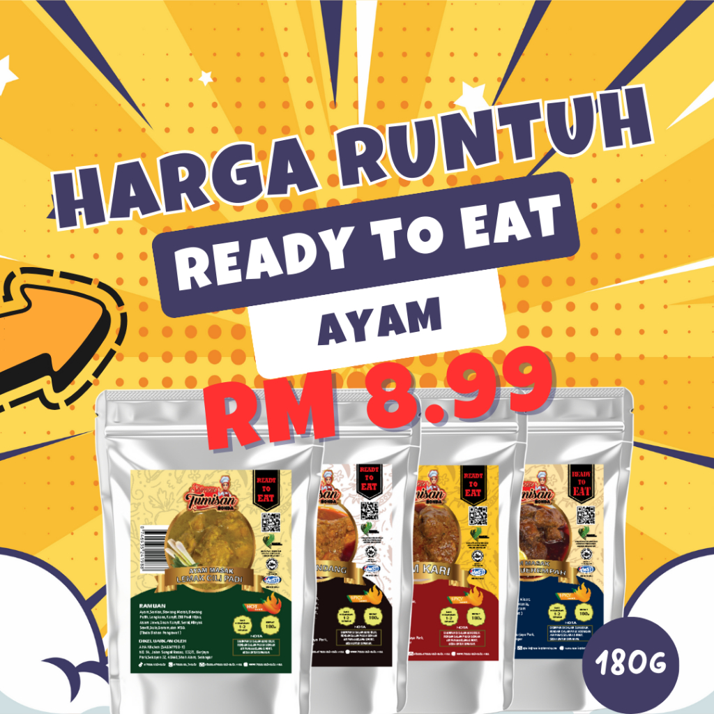 RTE Ready To Eat dan Sambal SHIMAZ TUMISAN BONDA. Dendeng, daging salai, lauk ayam pek kembara meal