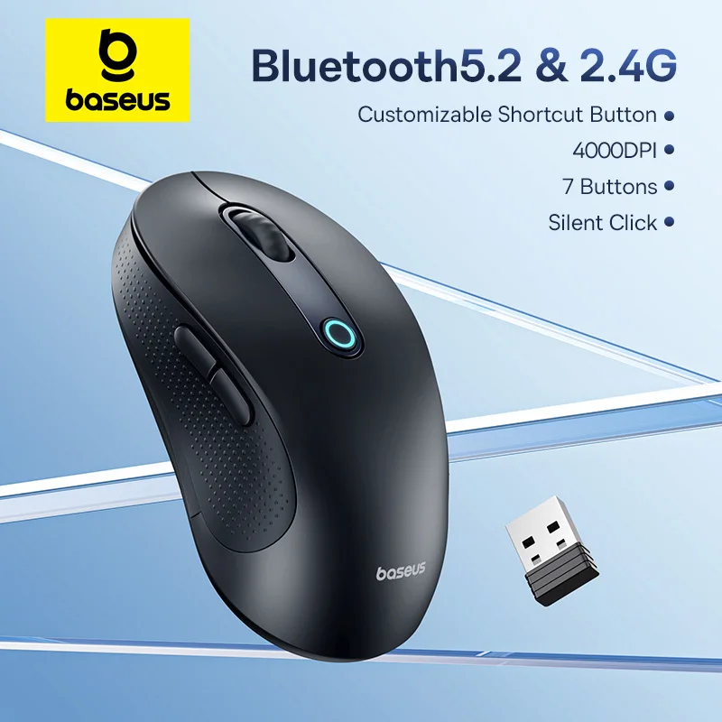 Baseus F02 Wireless Mouse (Ergonomik, 4000DPI, Silent Click)