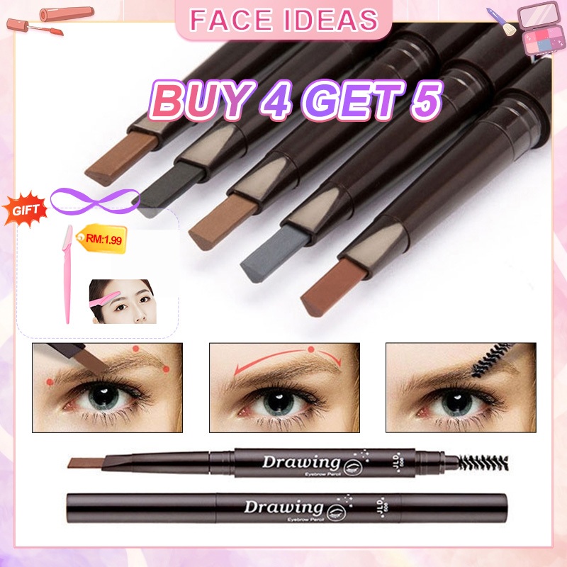 2 in 1 Eyebrow Pencil Waterproof Long Lasting Eye Brow Pencil 4 Colours For Filling And Outlining Makeup EyeBrow