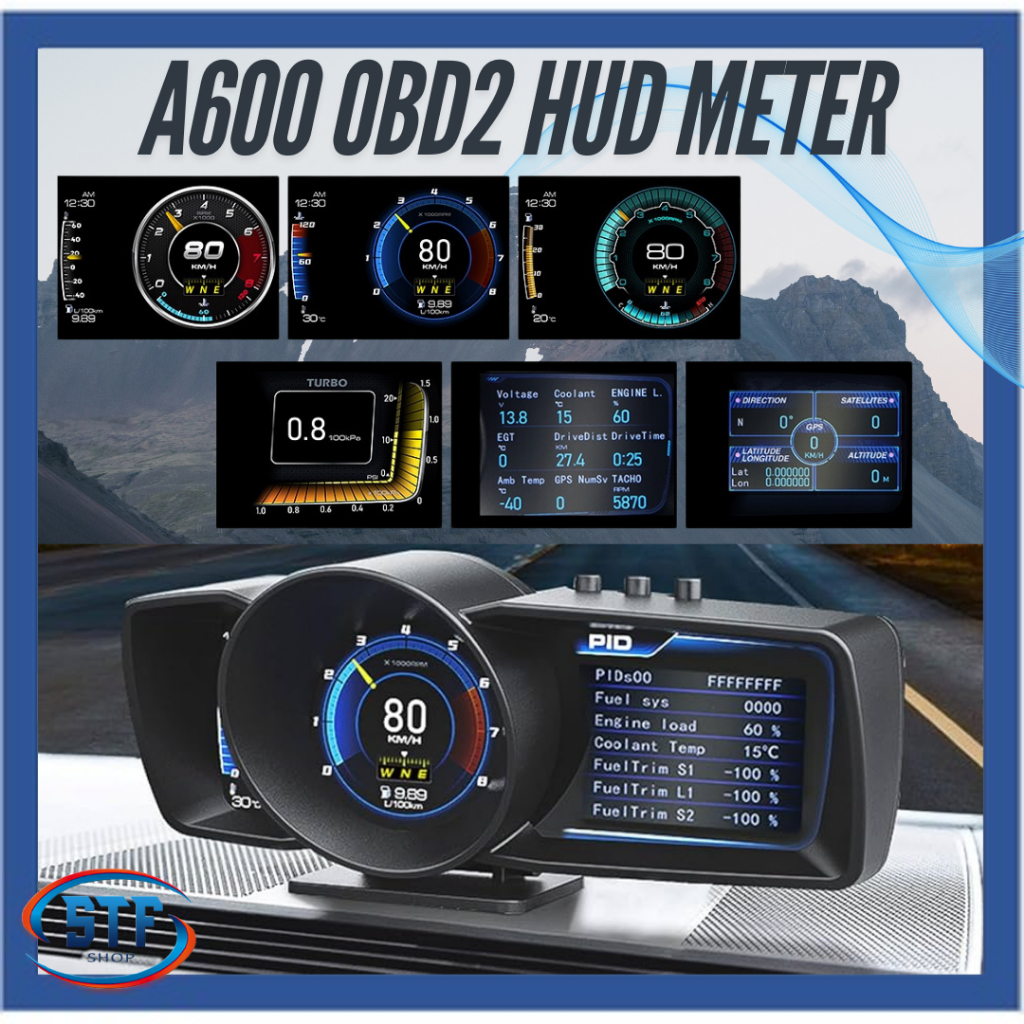 A600 OBD2 Meter Gauge Meter Car GPS Alarm Speed Head-Up LCD display Water temp RPM Turbo Boost HUD engine status
