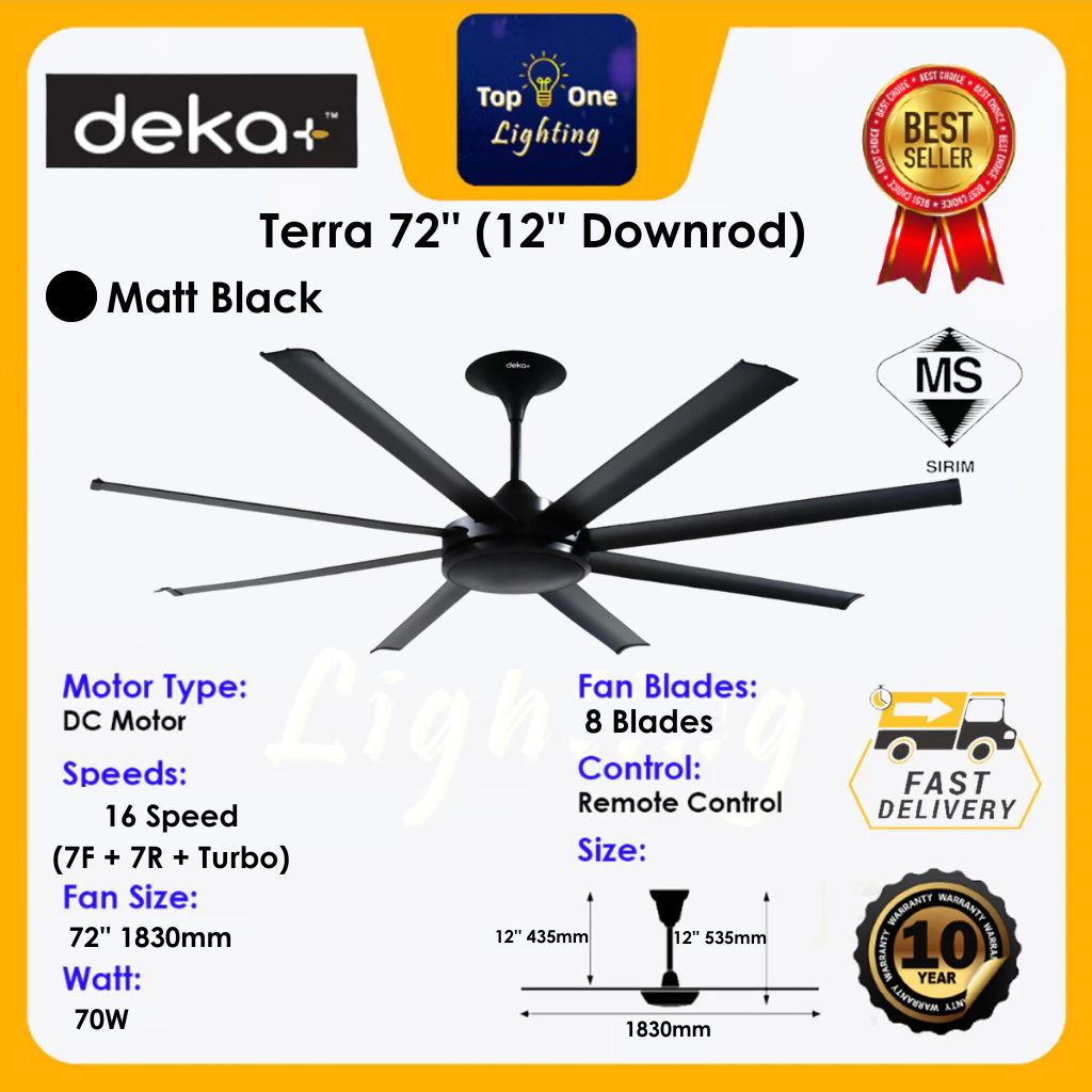 NEW  DEKA+ TERRA 72" 82" 92" Remote Control DC Ceiling Fan / 8 Aluminium Blade / Giant Fan / Kipas S