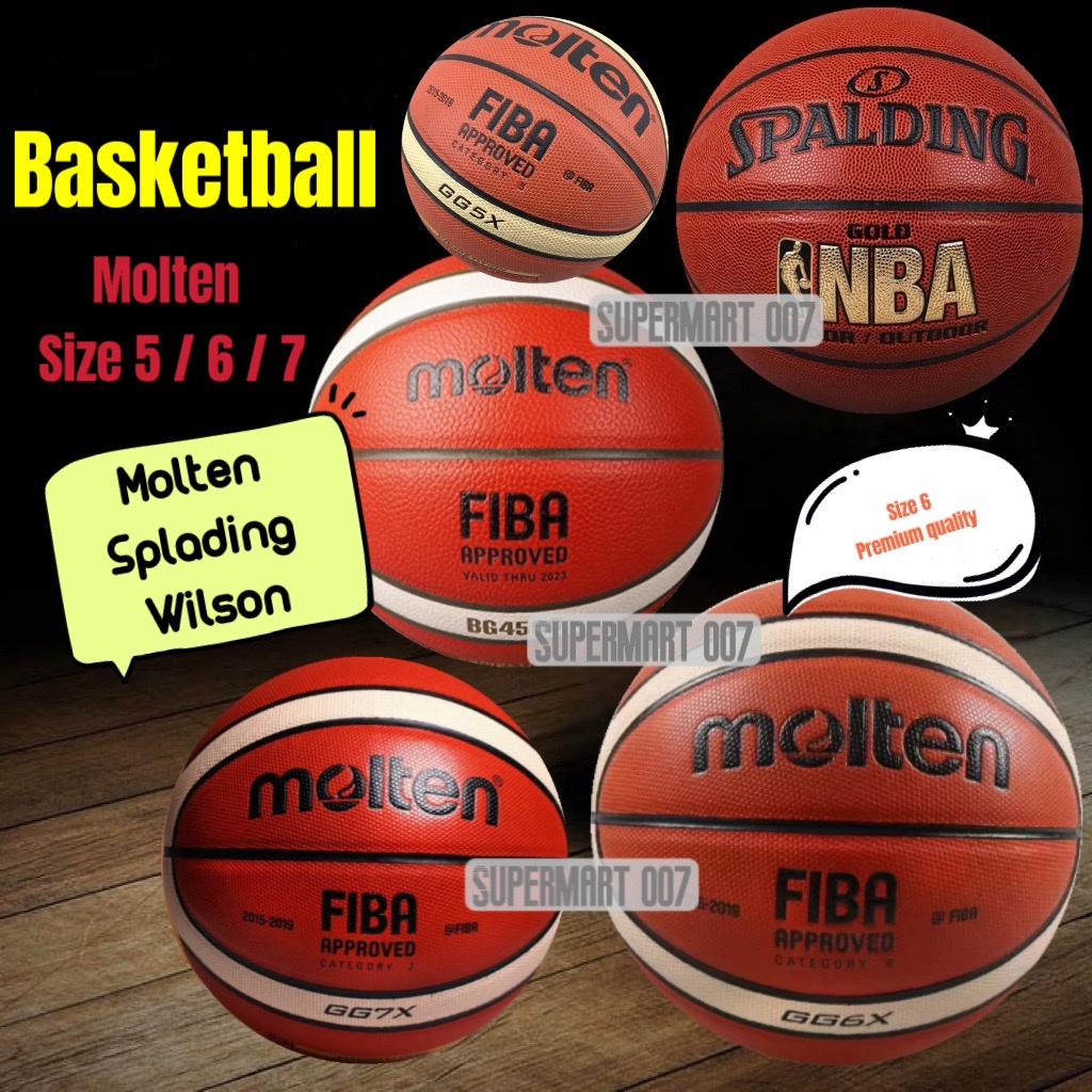 Molten basketball/Bola keranjang/Bola keranjang Molten/Spalding basketball/Basketball size6
