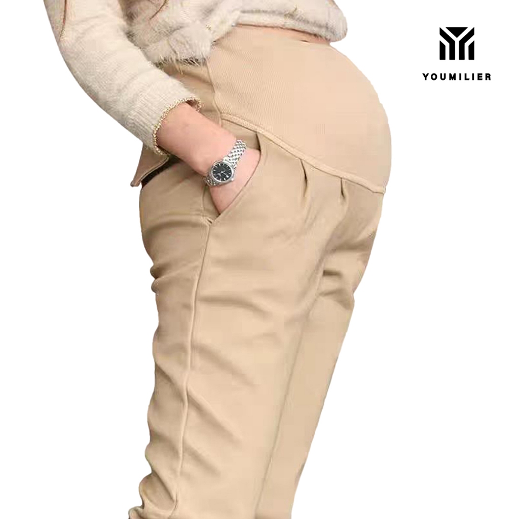 YOUMILIER Pregnancy Pants Maternity Seluar Black/Khaki/Dark Blue（WM001）