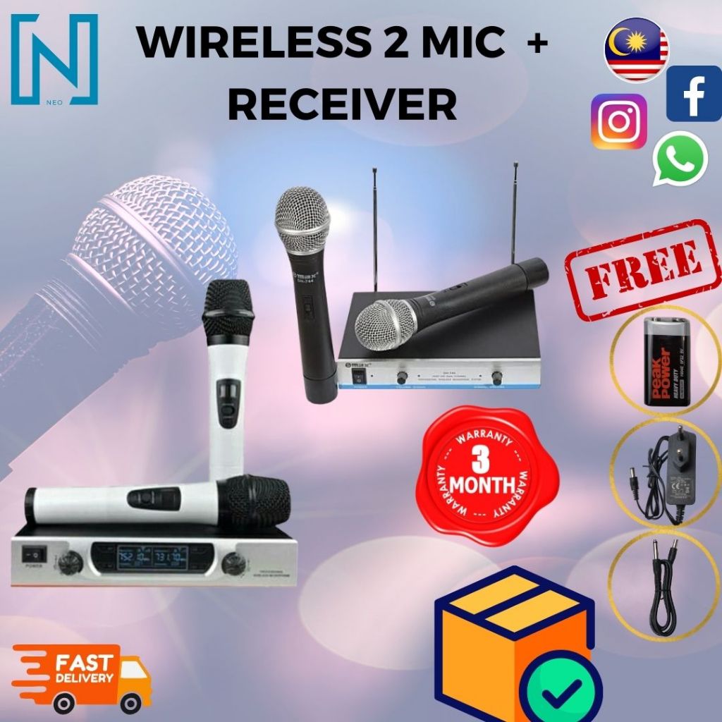 WIRELESS MICROPHONE SET WITH RECEIVER ANTENNA KV-744 & DH-766