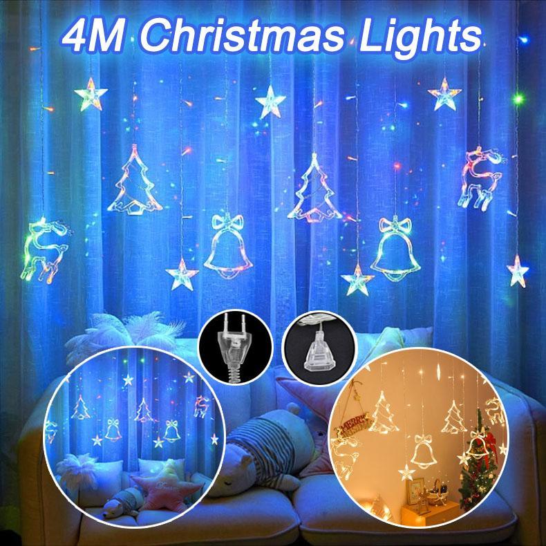 2024Lampu Hiasan 4M 8 Mode EU Plug Hari Raya Deepavali Fairy Light Curtain hari raya Decoration Outdoor Waterproof