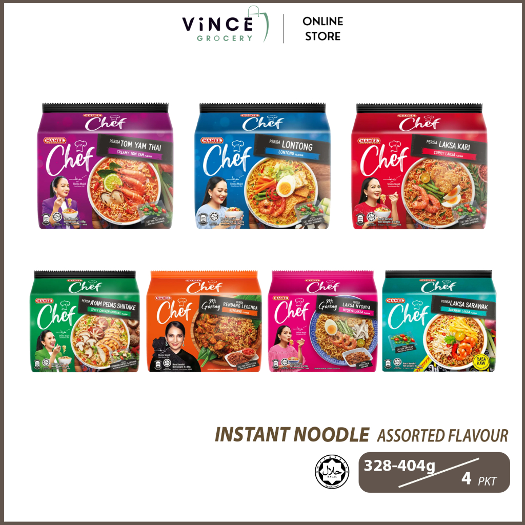 MAMEE CHEF Instant Noodle (Curry Laksa / Tom Yum / Lontong / Spicy Chicken / Rendang / Nyonya Laksa) | 4's