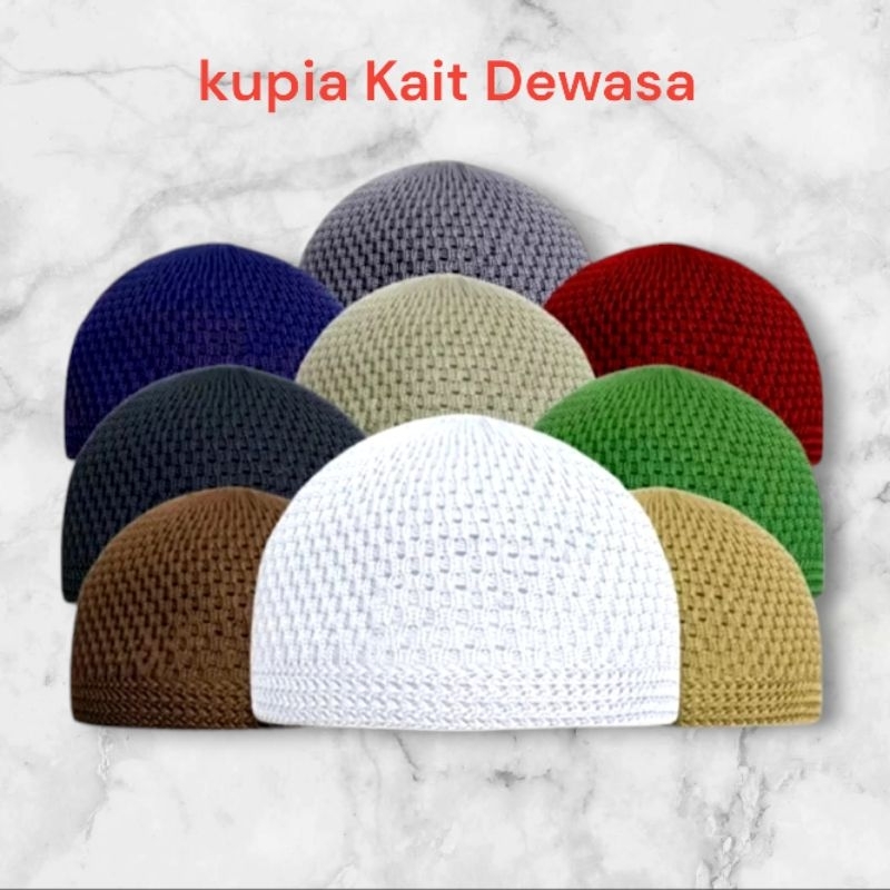 KUPAI KAIT DEWASA FREE SIZE,KUPIA PUTHI,KUPIA HITAM,KUPIA UMRAH HAJI