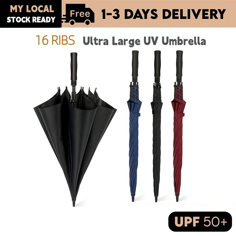UV Automatic Golf Umbrella Big Size 16 Ribs Fold UPF50+ Sunshade WaterProof Three-Person Double Umbrella payung budak