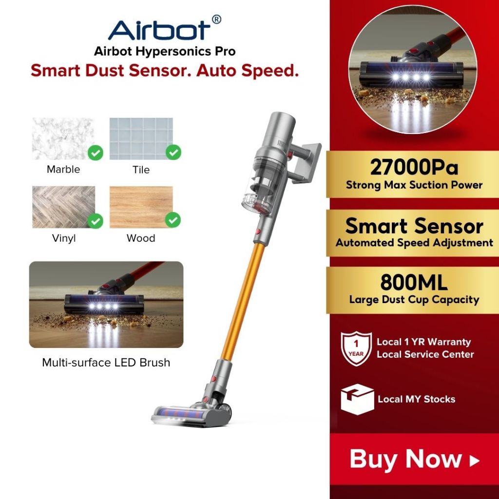 Airbot Hypersonics PRO Smart Cordless Vacuum Cleaner | 27000Pa Portable Handheld Auto Dust Sensor