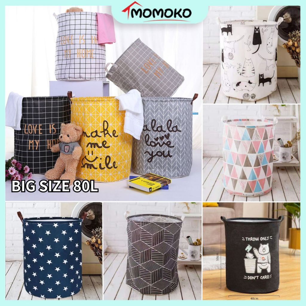 Big Size 80L Laundry Basket Laundry Bag Toy Storage Bag With Handle & Foladble Dobi Baju Dobi Bakul Laundry Dobi Basket