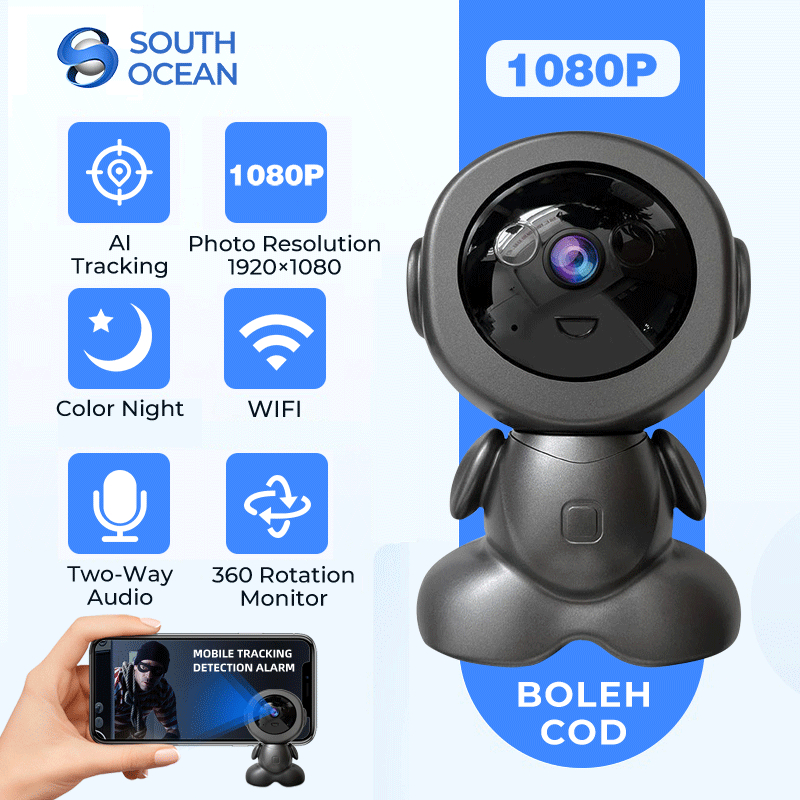 South Ocean FHD Smart Robot IP Camera Wifi CCTV Rotate PTZ Night Vision Security Home Baby Monitor