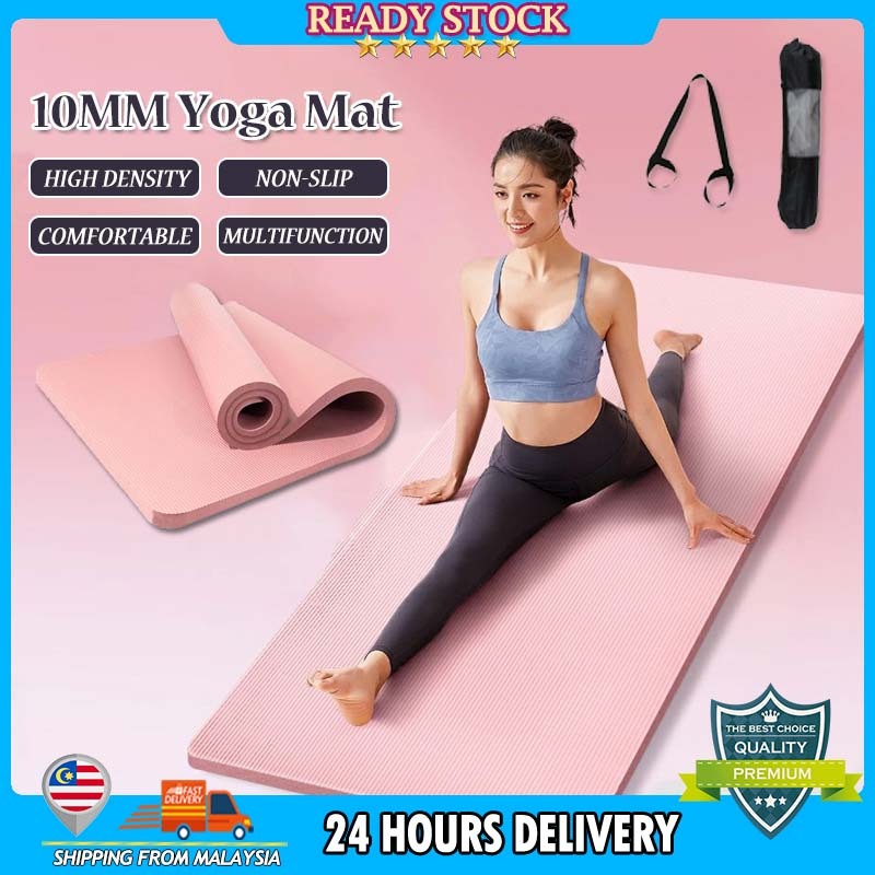 Yoga Mat EXTRA THICK 10MM NBR Non-Slip Mat FREE STRAP PACKAGE Aerobic Home Workout Fitness Exerciser瑜伽垫
