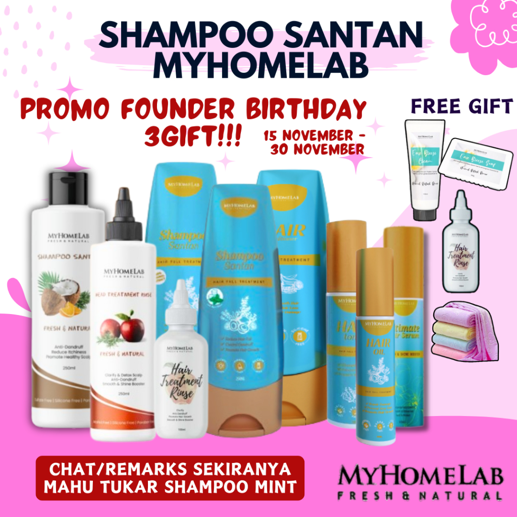 SHAMPOO SANTAN MYHOMELAB ORIGINAL HQ | SYAMPOO SANTAN | ANTI HAIR LOSS | UBAN | KELEMUMUR