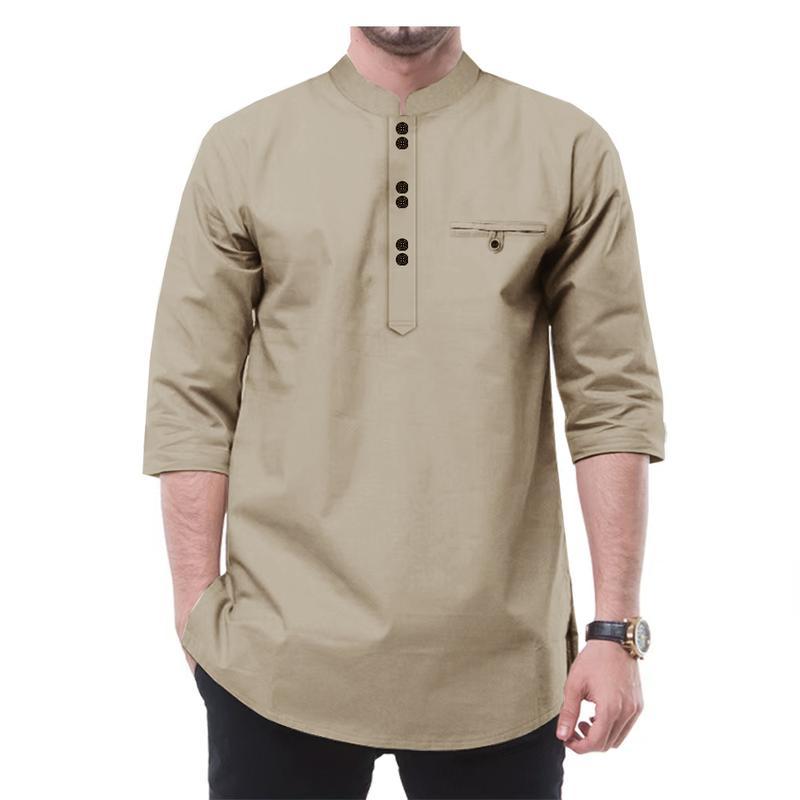 Men Csual Kurta 3/4 Sleeves Front Buttom Style New Trending Design -Qamar