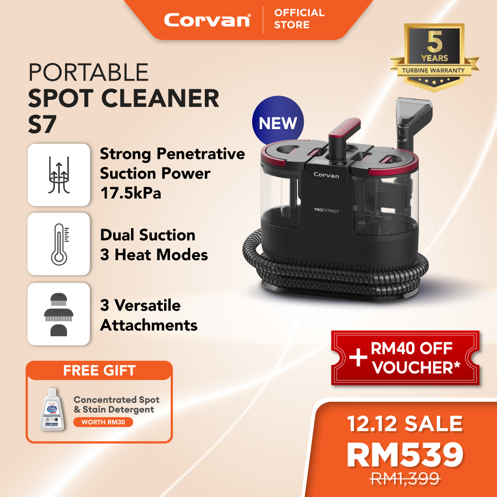 [SELLING FAST!] Corvan S7/S6 TurboDry Spot Cleaner: Fabric & Carpet Stain Remover | 5YRS MOTOR WARRANTY