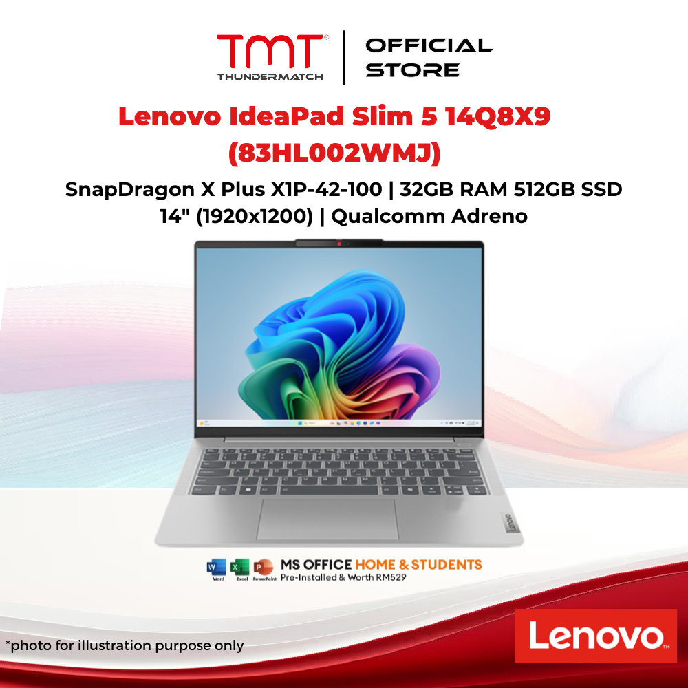 Lenovo IdeaPad Slim 5 14Q8X9 (83HL002WMJ) Laptop | SnapDragon X Plus X1P-42-100 | 32GB RAM 512GB SSD