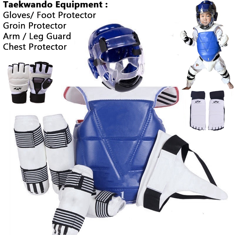 3H SET LENGKAP PELINDUNG TAEKWONDO/MUAY THAI Shin Guard,Groin Guard,Arm Guard-Full Protective Gear