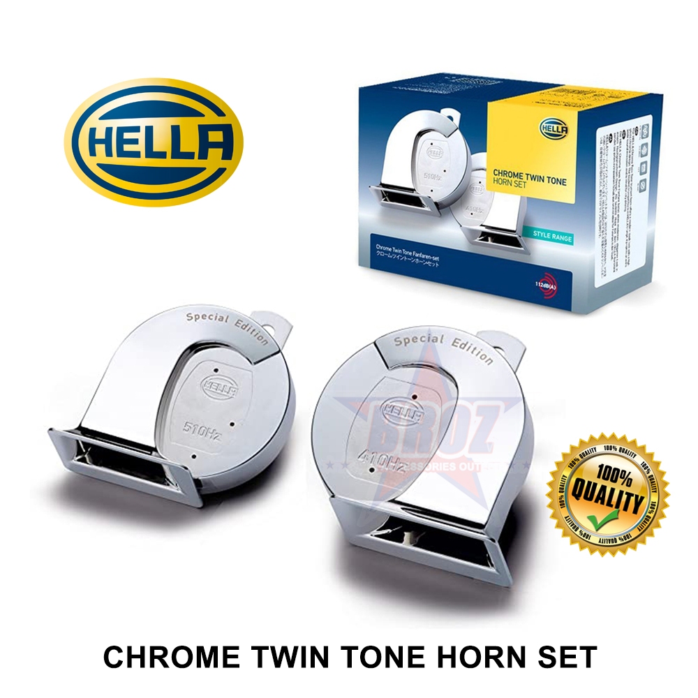 Hella Chrome Twin Tone Fanfare SUV 4WD Horn 12V Kereta Motor