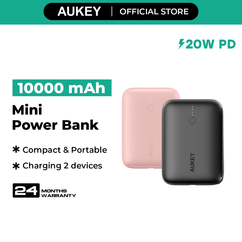 Aukey PB-N83S 20W USB-C PD & USB QC3.0 SCP 10000mAH Mini Fast Charge Power Bank