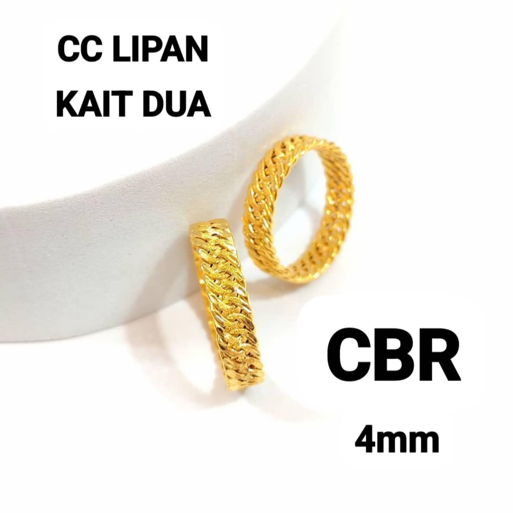 Wing Sing 4mm Cincin Lipan Kait Dua Cincin Belah Rotan Tulen Emas 916 916 Gold Coco Kait Pasir CBR Ring