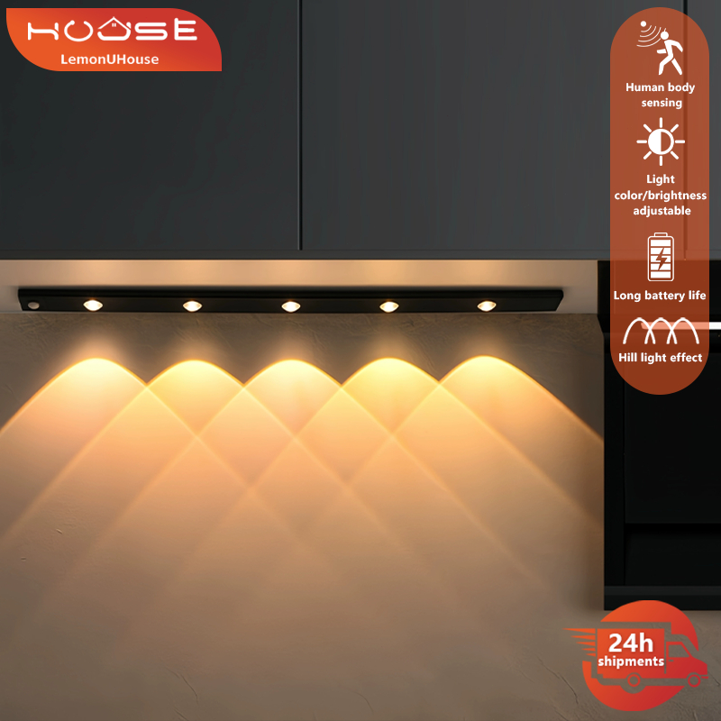LemonUHouse Lampu Kabinet LED - Sensor Gerakan 3 Warna Boleh Dicas USB