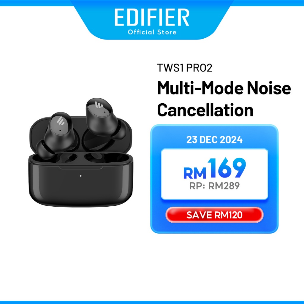 Edifier TWS1 Pro 2 -42dB Noise Cancellation True Wireless Earbuds - Bluetooth V5.3 | Edifier Connect App | IP54