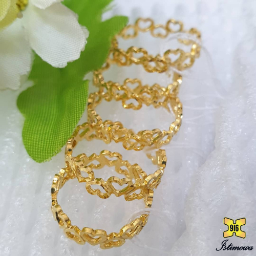 ISTIMEWA 916 Gold Full Love Rings// Cincin Bentuk Hati Bulatan Emas 916