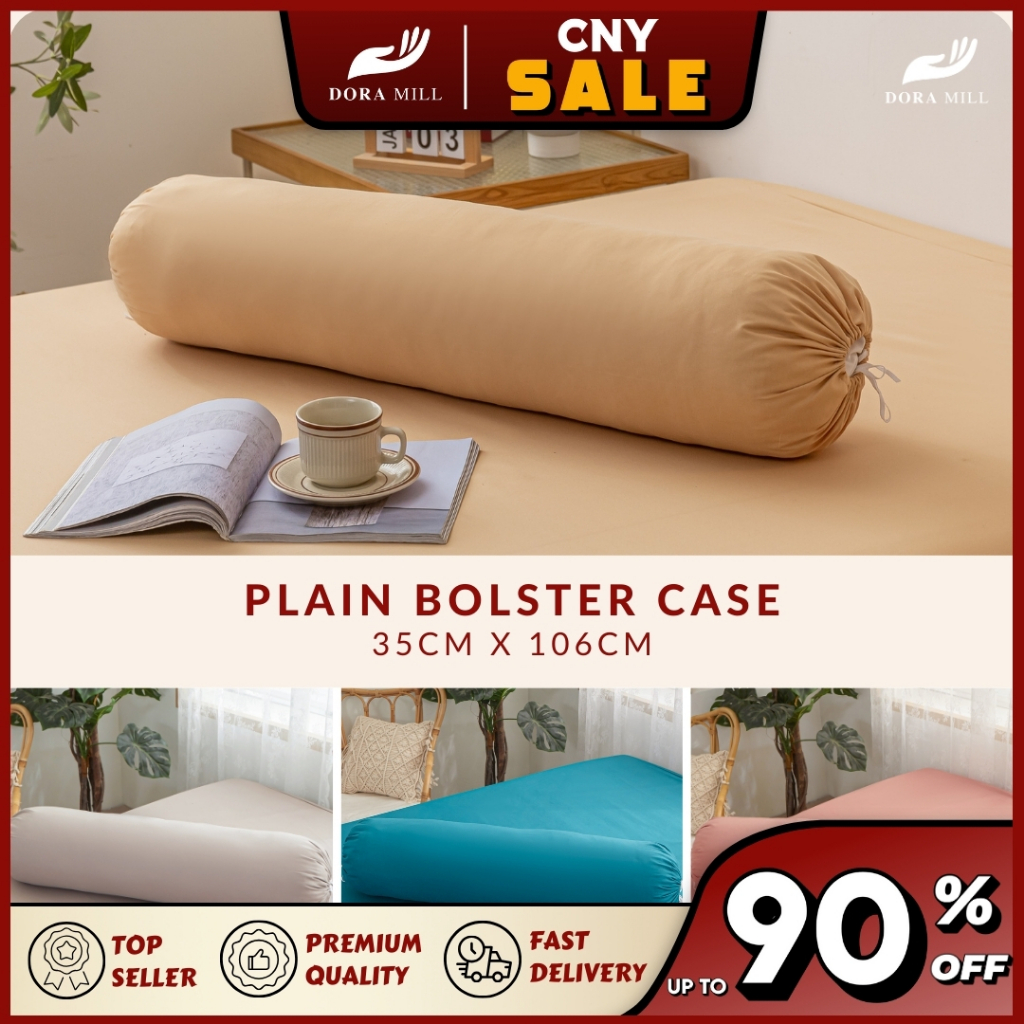 DORAMILL 12 Plain Colour Premium Cotton Bolster Case (106cmx35cm) Sarung Bantal Peluk Bolster Cover (1 pc ONLY) ABD