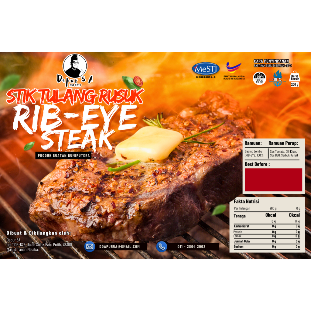 Dapur 5A Rib-Eye Steak Perap – Nikmati Kelezatan Setiap Gigitan!