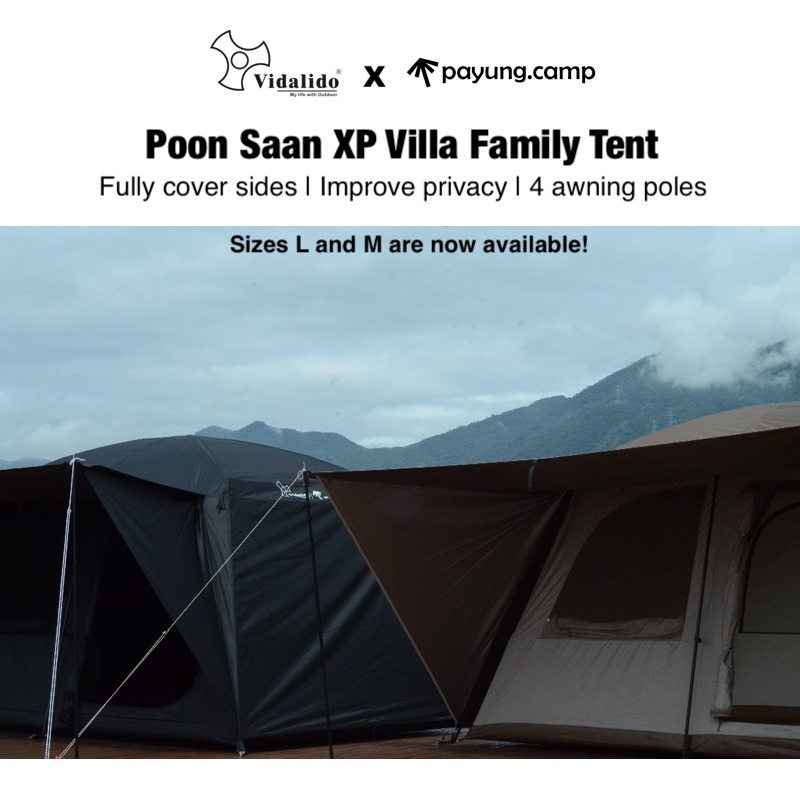 VIDALIDO x Payung.camp Poon Saan XP Villa Manual Family Tent 4-6 / 6-8 Person Two Rooms Two Halls M / L