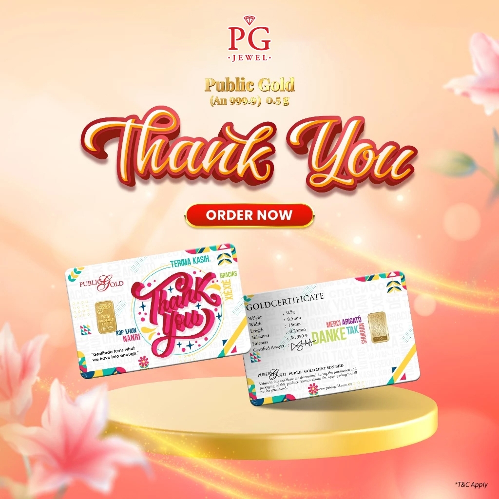 Public Gold Bullion Bar PG 0.5g (Au 999.9) - Thank You Version 2