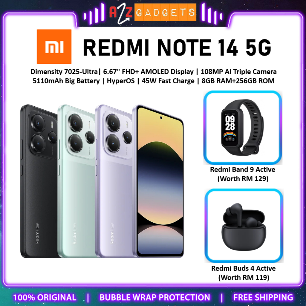 Redmi Note 14 | Note 14 5G (8+256GB) NFC Supported - 1 Year Xiaomi Malaysia Warranty