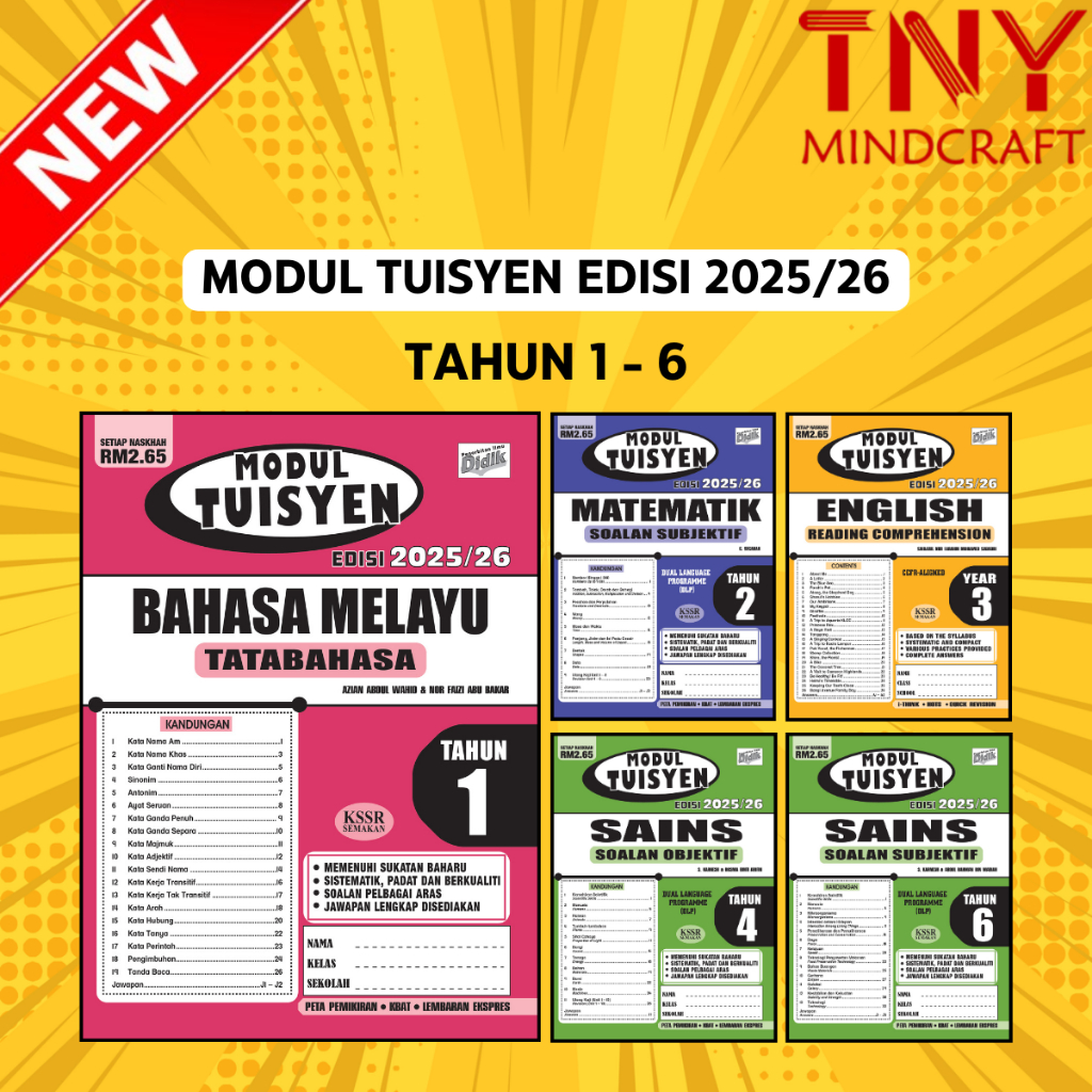 [TNY] (FULL SET) Modul Tuisyen /Latihan Pengukuhan UASA Edisi 2024 Tahun 1, 2, 3, 4, 5, 6 (SET) EDISI 2025