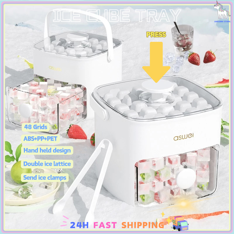 Portable Pressed Ice Cube Tray 48 Grids Large Ice Cube Mold Ice Box Kitchen Tools Ais Maker Ice Box Cool Drink Tool