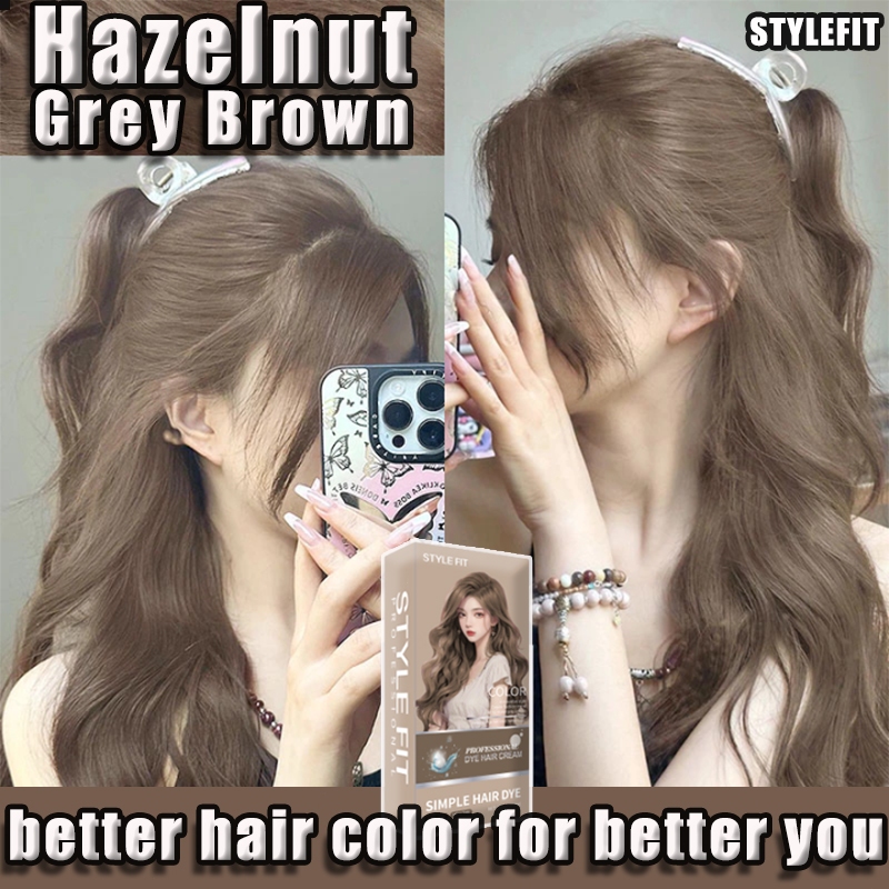 ?Simple Hair Dye?（Free Peroxide+Full Set Tool） Hair Dye STYLEFIT Pewarna Rambut Hair Colouring 极灰色 Ash Grey