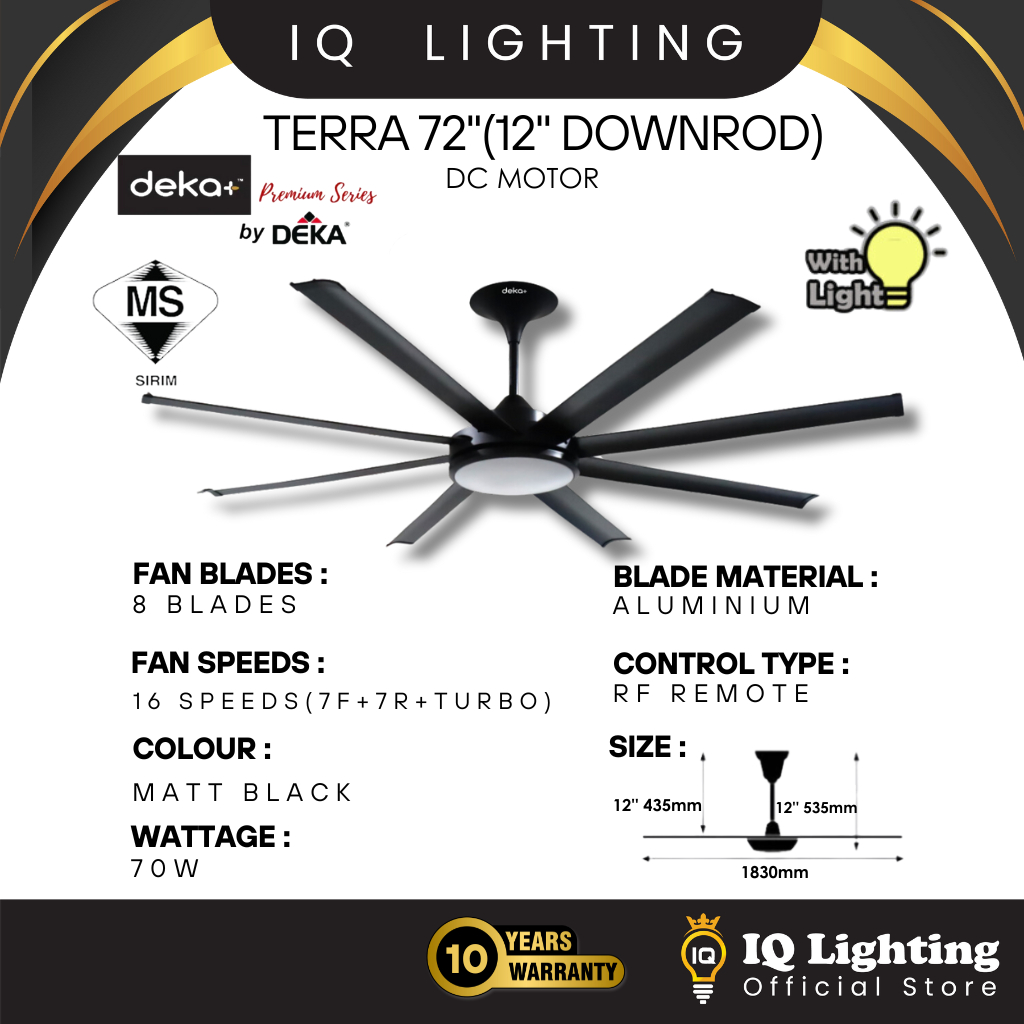 NEW  DEKA+ TERRA 72" 82" 92" Remote Control DC Ceiling Fan / 8 Blades / Aluminium Blade / Kipas Sili