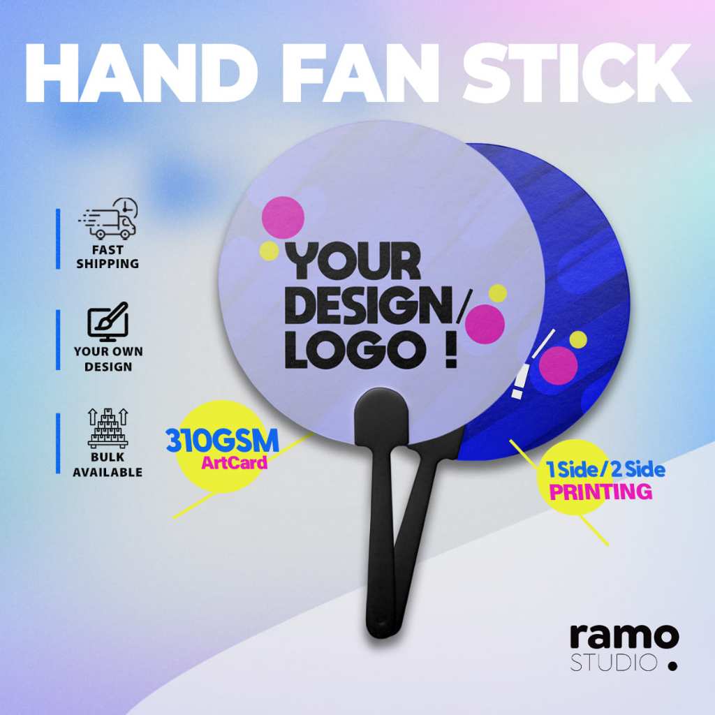 Hand Fan Custom Printing & Design | Kipas Tangan for Event | MOQ 10PCS | Wedding | Birthday Party | Concert