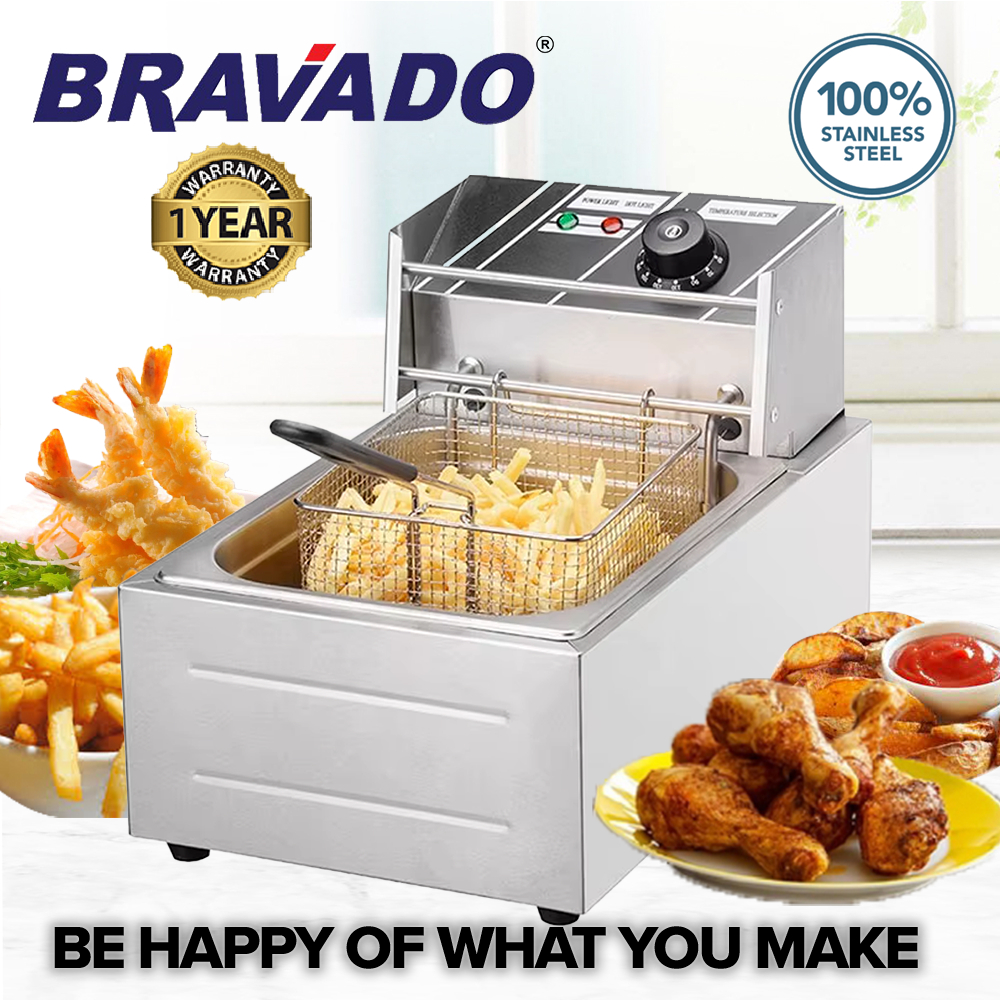 【GILA MURAH】BRAVADO 6 Liter Fryer Commercial Stainless Steel Single Tank Electric Deep Fryer Basket Goreng Ayam Nugget