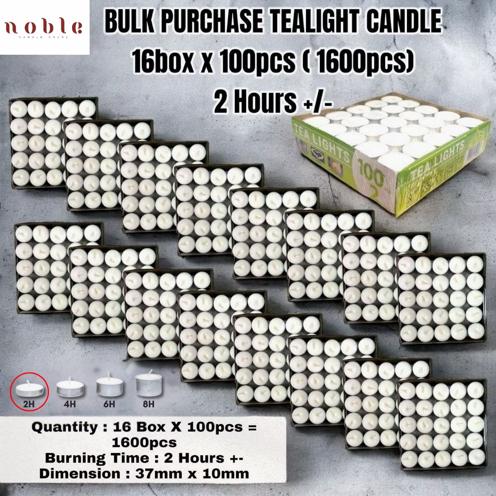 Tealight Candle White Bulk Purchase 50pcs/100pcs X 16 Pack /Lilin/ Tea Light (2hours,4 hours,6 hours